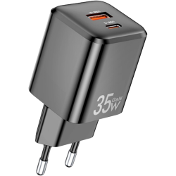 Charger Mobile Awei USB+PD Fast Gan Charging 35W PD66-EU Black
